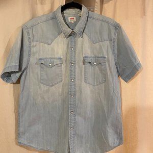 Levis Western light denim short sleeve XL